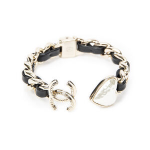 Chanel CC Heart Chain Link Cuff Bracelet